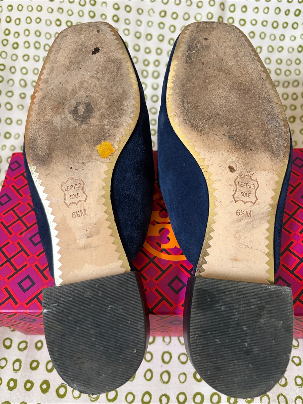 Tory Burch Carlotta Navy Suede Mule Slides - Picture 9 of 10